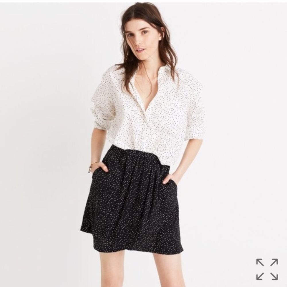 Madewell Silk Faux Wrap Skirt in Dot Scatter